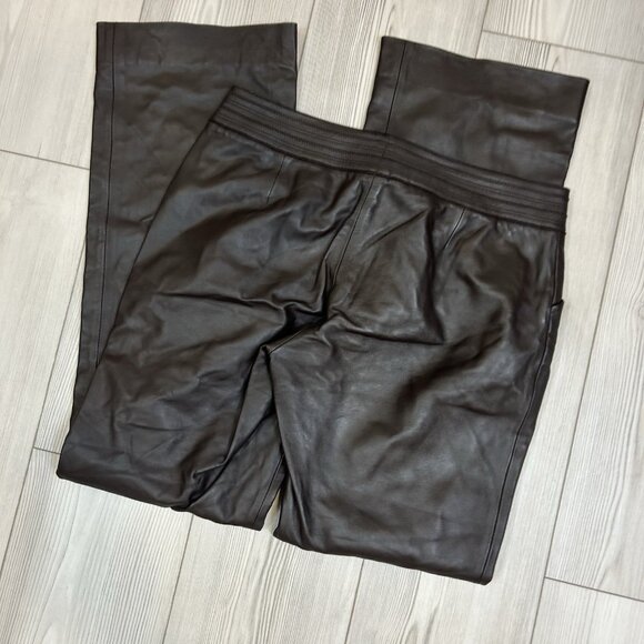 Etcetera Brown Leather Pants Trousers Womens Size 4 Lined - 30” Inseam - Picture 6 of 10